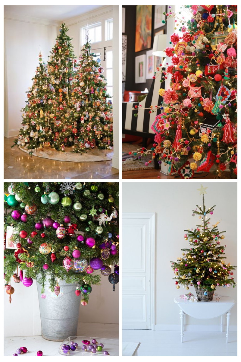 árboles de navidad multicolor