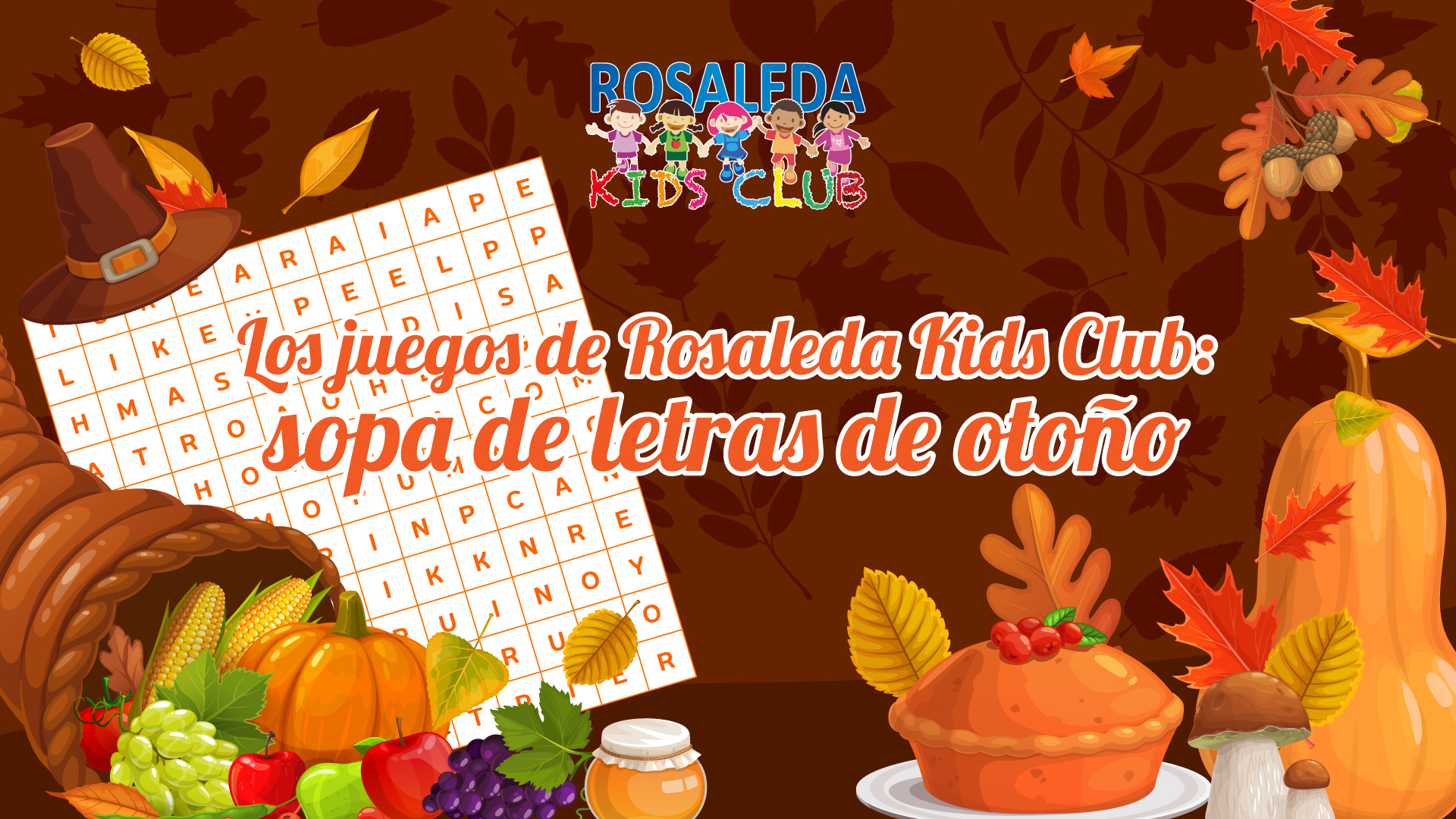 Los juegos de Rosaleda Kids Club: sopa de letras de otoño