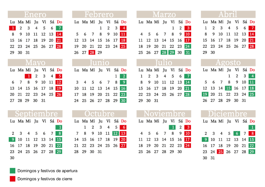 HORARIOS Y FESTIVOS ABIERTOS Centro Comercial Rosaleda