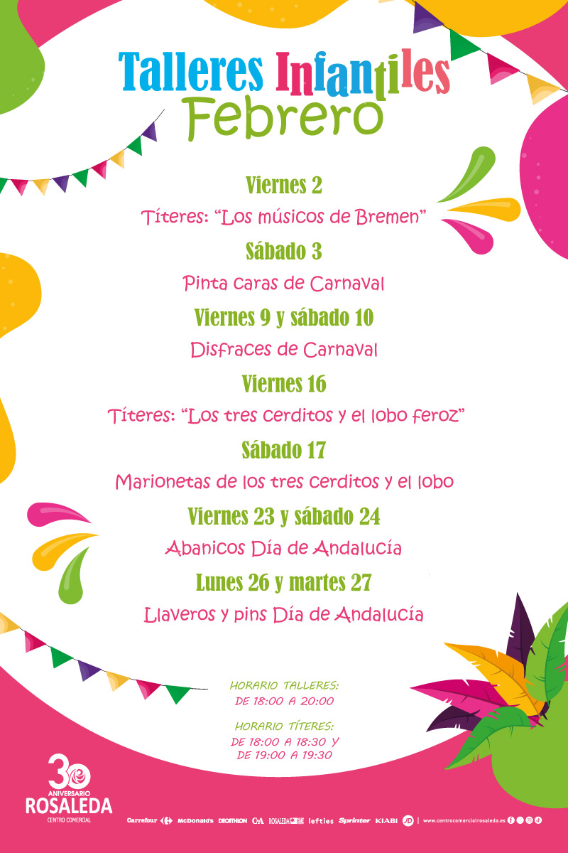 Talleres infantiles de febrero CC Rosaleda