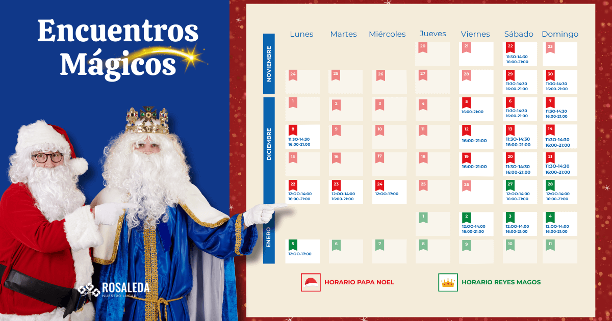 horarios reyes papa noel