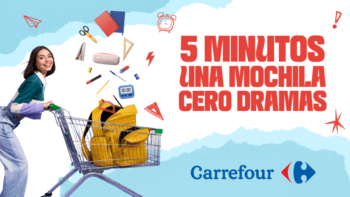 llena-tu-mochila-en-5-minutos-carrefour En solo 5 minutos llena tu mochila hasta llegar a los 100€.